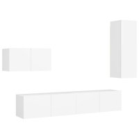 vidaXL 4-tlg. TV-Schrank-Set Weiß Holzwerkstoff
