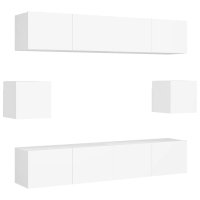 vidaXL 6-tlg. TV-Schrank-Set Weiß Holzwerkstoff