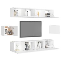 vidaXL 6-tlg. TV-Schrank-Set Wei&szlig; Holzwerkstoff