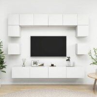 vidaXL 8-tlg. TV-Schrank-Set Weiß Holzwerkstoff