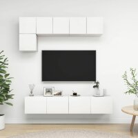 vidaXL 5-tlg. TV-Schrank-Set Weiß Holzwerkstoff