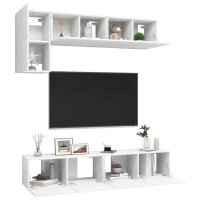 vidaXL 5-tlg. TV-Schrank-Set Wei&szlig; Holzwerkstoff