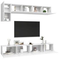 vidaXL 5-tlg. TV-Schrank-Set Wei&szlig; Holzwerkstoff