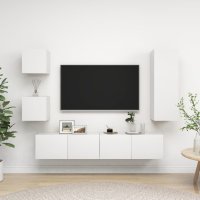 WOWONA 5-tlg. TV-Schrank-Set Weiß Holzwerkstoff