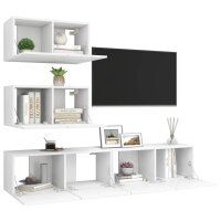 vidaXL 4-tlg. TV-Schrank-Set Wei&szlig; Holzwerkstoff