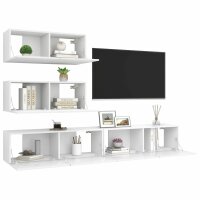 vidaXL 4-tlg. TV-Schrank-Set Wei&szlig; Holzwerkstoff