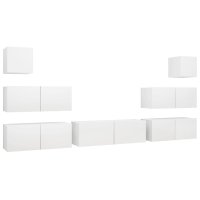 vidaXL 7-tlg. TV-Schrank-Set Weiß Holzwerkstoff