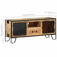 vidaXL TV-Schrank 110x31x46 cm Raues Mangoholz