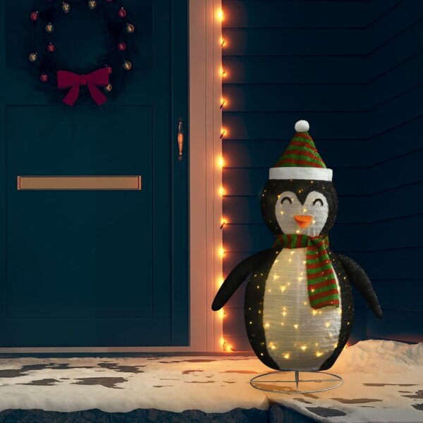 vidaXL Weihnachtsdeko Pinguin LED Luxus-Gewebe 120 cm