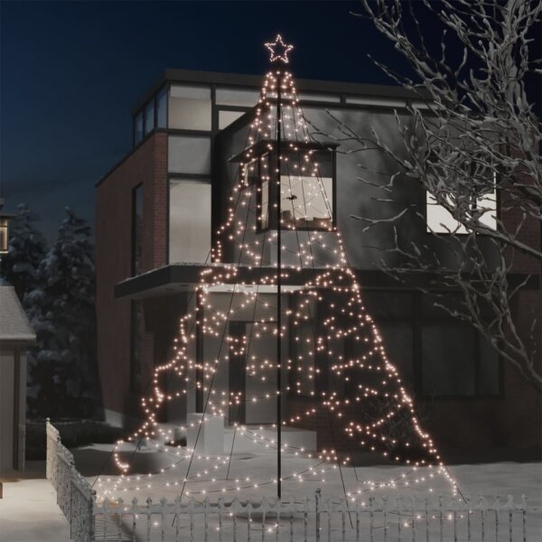 vidaXL LED-Weihnachtsbaum mit Metallstange 1400 LEDs Warmwei&szlig; 5 m