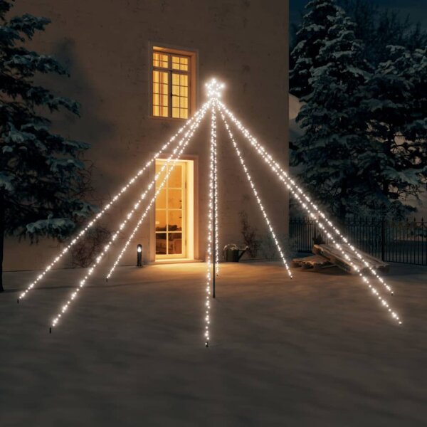 vidaXL Weihnachtsbaum-Lichterkette Indoor Outdoor 576 LEDs Kaltwei&szlig;