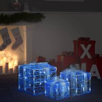 vidaXL LED-Geschenkboxen 3 Stk. Weihnachtsdekoration Kaltwei&szlig;