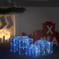 vidaXL LED-Geschenkboxen 3 Stk. Weihnachtsdekoration Kaltwei&szlig;