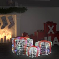 vidaXL LED-Geschenkboxen 3 Stk. Weihnachtsdekoration Mehrfarbig