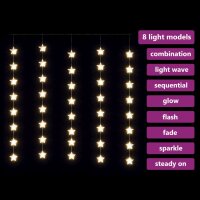 vidaXL LED Sternenvorhang Lichterkette 200 LED Warmwei&szlig; 8 Funktionen