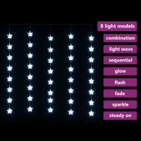 vidaXL LED Sternenvorhang Lichterkette 200 LED Kaltwei&szlig; 8 Funktionen