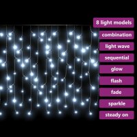 vidaXL Lichtervorhang LED Eiszapfen 10 m 400 LED Kaltwei&szlig; 8 Funktionen