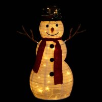 vidaXL LED-Schneemann Weihnachtsfigur Luxus-Stoff 60 cm