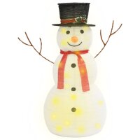 vidaXL LED-Schneemann Weihnachtsfigur Luxus-Stoff 90 cm