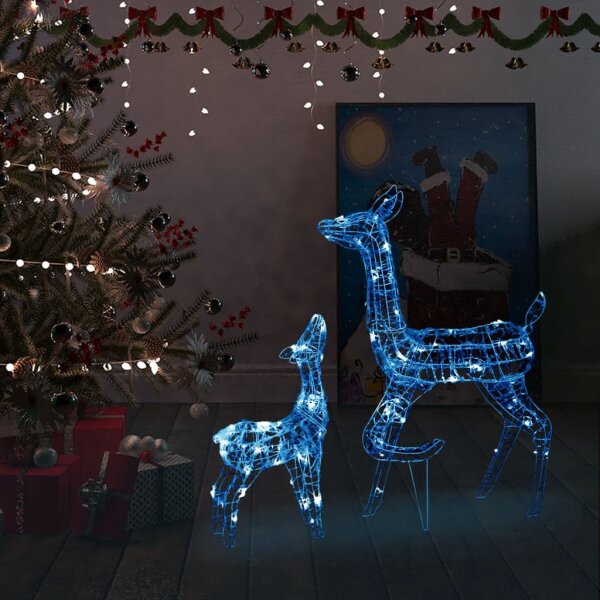 vidaXL LED-Rentier-Familie Weihnachtsdeko Acryl 160 LED Blau