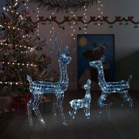 vidaXL LED-Rentier-Familie Weihnachtsdeko Acryl 300 LED...