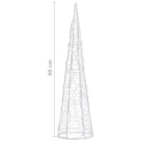 vidaXL LED-Kegel Acryl Weihnachtsdeko Pyramide Kaltwei&szlig; 60 cm