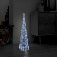 vidaXL LED-Kegel Acryl Weihnachtsdeko Pyramide Kaltwei&szlig; 90 cm