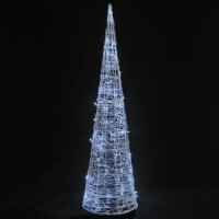 vidaXL LED-Kegel Acryl Weihnachtsdeko Pyramide Kaltwei&szlig; 90 cm