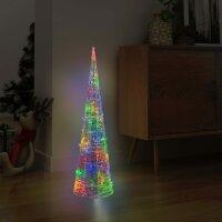 vidaXL LED-Kegel Acryl Weihnachtsdeko Pyramide Bunt 90 cm