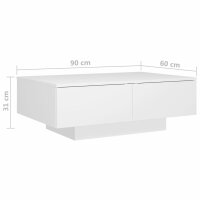 vidaXL Couchtisch Wei&szlig; 90x60x31 cm Holzwerkstoff