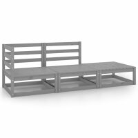 vidaXL 3-tlg. Garten-Lounge-Set Grau Kiefer Massivholz