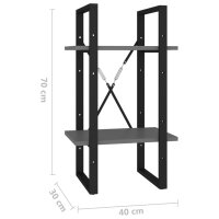 vidaXL Bücherregal 2 Fächer Grau 40x30x70 cm Holzwerkstoff