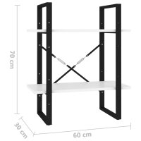 vidaXL B&uuml;cherregal 2 F&auml;cher Wei&szlig; 60x30x70 cm Holzwerkstoff