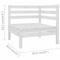 vidaXL Garten-Ecksofa Wei&szlig; Kiefer Massivholz