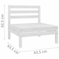 vidaXL Garten-Mittelsofa Wei&szlig; Kiefer Massivholz