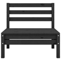 vidaXL Garten-Mittelsofa Schwarz Kiefer Massivholz