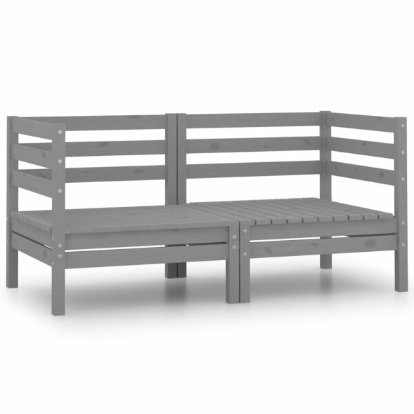 vidaXL Garten-Ecksofas 2 Stk. Grau Massivholz Kiefer