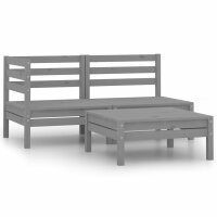 vidaXL 3-tlg. Garten-Lounge-Set Massivholz Kiefer Grau