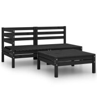 vidaXL 3-tlg. Garten-Lounge-Set Massivholz Kiefer Schwarz