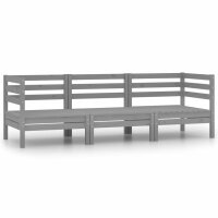 vidaXL 3-tlg. Garten-Lounge-Set Massivholz Kiefer Grau