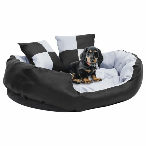 vidaXL Wendbares &amp; waschbares Hundekissen Grau und Schwarz 85x70x20 cm