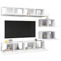 vidaXL 6-tlg. TV-Schrank-Set Wei&szlig; Holzwerkstoff