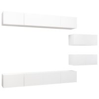 vidaXL 6-tlg. TV-Schrank-Set Weiß Holzwerkstoff