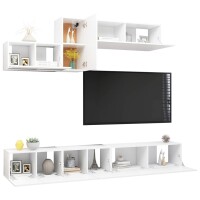 vidaXL 6-tlg. TV-Schrank-Set Wei&szlig; Holzwerkstoff