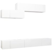 vidaXL 6-tlg. TV-Schrank-Set Weiß Holzwerkstoff