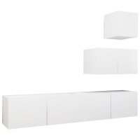 vidaXL 4-tlg. TV-Schrank-Set Weiß Holzwerkstoff
