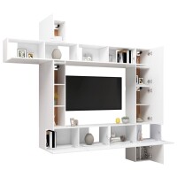 WOWONA 9-tlg. TV-Schrank-Set Wei&szlig; Holzwerkstoff