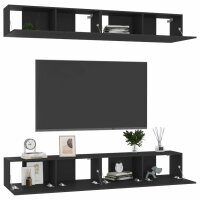 vidaXL TV-Schr&auml;nke 4 Stk. Schwarz 100x30x30 cm Holzwerkstoff