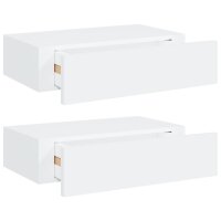 vidaXL Wand-Schubladenregale 2 Stk. Wei&szlig; 40x23,5x10 cm MDF