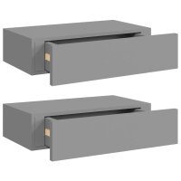 vidaXL Wand-Schubladenregale 2 Stk. Grau 40x23,5x10 cm MDF